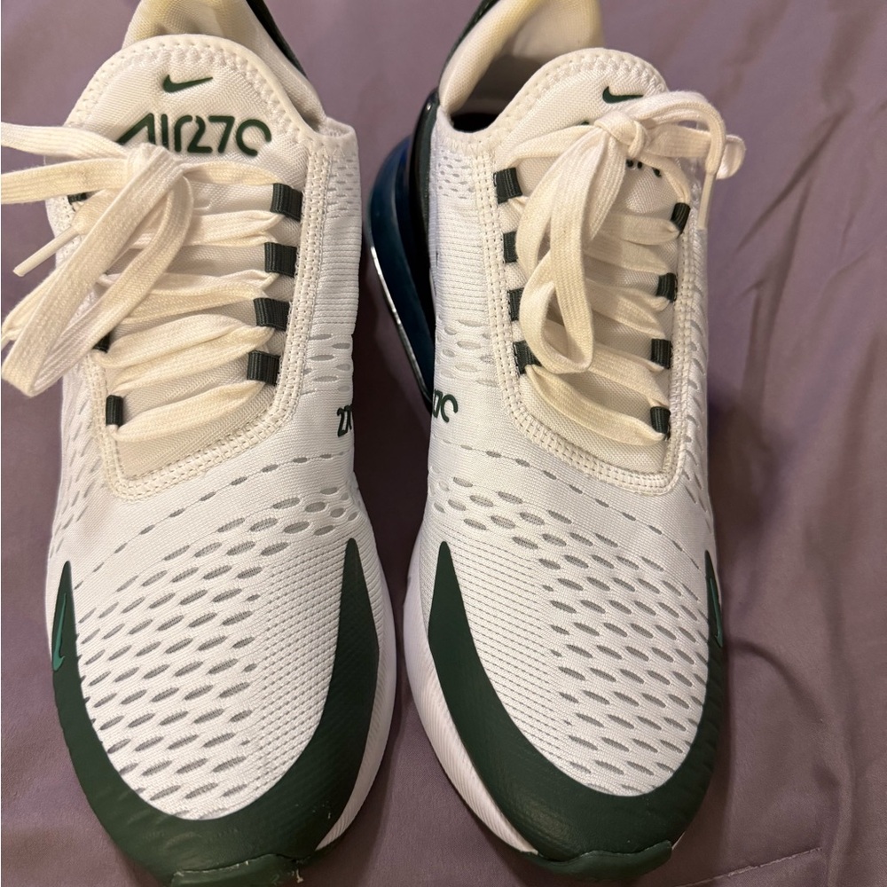 Women’s Nike Air Max 270 White and Vintage Green Sneakers